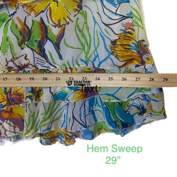 Multiples Vibrant Floral Fairy Skirt S Tier Ruffle High Waist Flowing Midi Lined - Picture 4 of 9